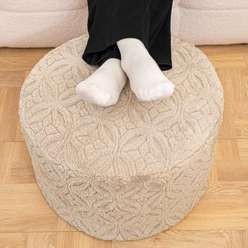 Plush Multi-Functional Ottoman Pouf – Ergonomic Ottoman Foot Rest with Space-Saving Design, Perfect Under Desks, Couches & Sofas (Light Coffee) - color: Light Coffee
