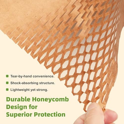 Honeycomb Packing Paper 12" x 200 ft, Premium-Grade Packing Paper for Shipping, Moving & Packaging, Recyclable Eco-Friendly Packing Supplies, Bubble Wrap Alternative with 20 Fragile stickers - size: 12'' x 200 ft