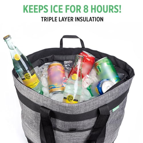 Jumbo Insulated Cooler Bag (Charcoal) with HD Thermal Insulation - Premium, Collapsible Soft Cooler Makes a Perfect Insulated Grocery Bag, Food Delivery Bag, Travel Bag, Beach or Picnic Bags - color: Charcoal