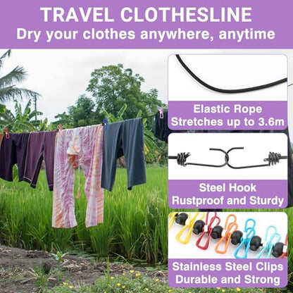 Travel Washing Machine & Retractable Clothesline - Hand Washing Machine & Portable Clothes Washer - Durable Travel Laundry Wash Bag & Camping Washing Machine - Portable Manual Clothes Washer - color: Lavander