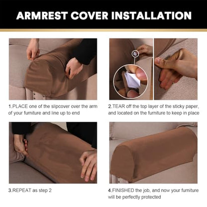 PrinceDeco 2 Pack Thick Velvet Stretch Armrest Covers for Chairs and Sofas Armchair Covers for Arms Couch Arm Covers Armrest Covers for Sofa Non Slip, Caramel - color: Caramel