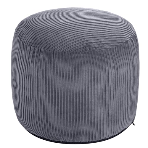 WSOFRLAC Pouf Ottoman Foot Stools Ottoman with Foam Small Corduroy Ottomans for Living Room Ottomans Pouf 20x15 Floor Poufs Foot Rest for Office Chair Dark Grey Foot Stool Small - color: Dark Grey, size: 20"D x 20"W x 15"H