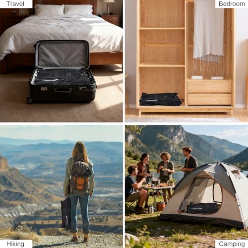 Vacuum Bags for Travel IP67 Reusable Vacuum Seal Bags for Clothing Airless Vacuum Kit Travel Space Saver Compression Bags for Carry On Suitcases and Backpack, Hiking & Camping (1PC, NO PUMP) - style: 1PC