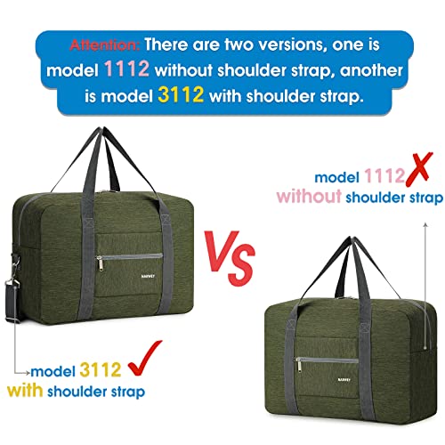 For Spirit Airlines Personal Item Bag Foldable Travel Duffel Bag Tote Carry on Luggage Duffle Overnight for Women and Men - color: 1112-Thick Series Army Green