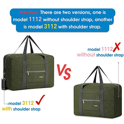 For Spirit Airlines Personal Item Bag Foldable Travel Duffel Bag Tote Carry on Luggage Duffle Overnight for Women and Men - color: 1112-Thick Series Army Green