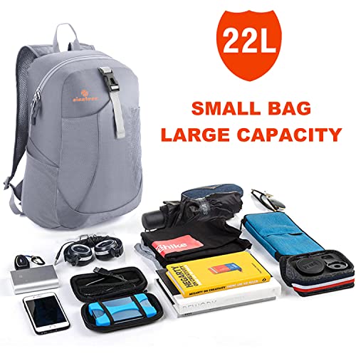 sinotron 22L Lightweight Packable Hiking Backpack, Small Hiking Backpack Day Pack for Women Men Travel Camping Vacation - color: Grey