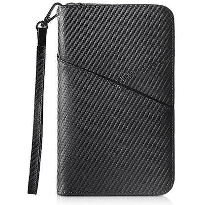 Polare Full Grain Leather Passport Holder With YKK Zipper RFID Blocking Travel Document Organizer Ticket Holder Cover Case Holds 2 Passports (Carbon Black) - color: Carbon Black