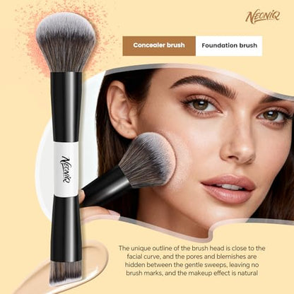 10 PCS Travel Makeup Brush Set With Bag, Makeup Brushes, Double-End Multi-functional Brushes for Foundation Powder Blush Eyeliner Eyeshadows, Professional Face Brush Set（White） - color: 10Pcs-White