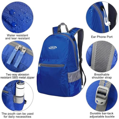 G4Free 20L Lightweight Packable Backpack Travel Hiking Daypack Foldable Backpack for Men Women - color: A-navy Blue