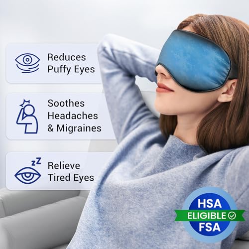 Cooling Eye Mask for Dark Circles Puffiness - Fsa Eligible Items Hsa, Cold Compress for Puffy Eyes Migraines Headache Sleeping After Surgery, Gentle Weighted Travel Essentials Gel Ice Pack (Black) - color: Black