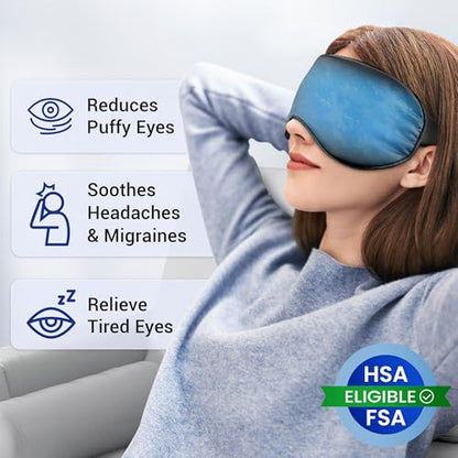 Cooling Eye Mask for Dark Circles Puffiness - Fsa Eligible Items Hsa, Cold Compress for Puffy Eyes Migraines Headache Sleeping After Surgery, Gentle Weighted Travel Essentials Gel Ice Pack (Black) - color: Black