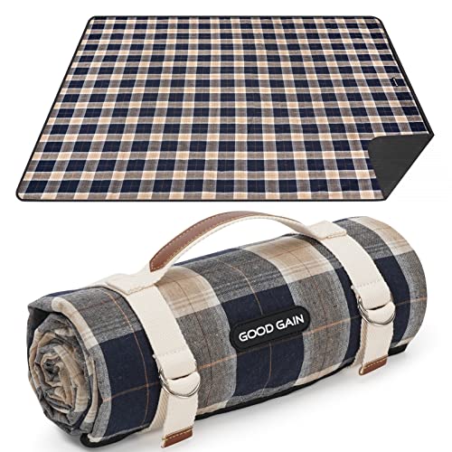 G GOOD GAIN Waterproof Picnic Blanket Portable with Carry Strap for Beach Mat or Family Outdoor Camping Party (Brown) - color: Slate