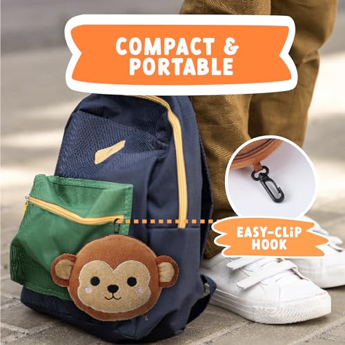 ecoZen Lifestyle Travel Pillow Set with Eye Mask - Comfort for Traveling Kids - Soft and Supportive Kids Sleep Mask Neck Pillow for Plane, Car, or Train Journeys - Monkey Design - color: Monkey