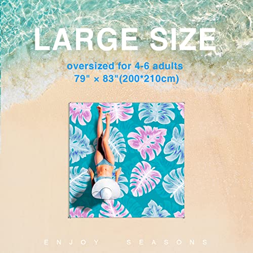 Sandproof Waterproof Beach Mat, 83" x 79", Ocean Blue, Compact, Polyester, Single Layered Blanket, Ideal for Beach, Camping, Hiking, Picnic - color: Blue