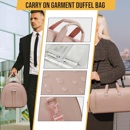 Convertible Garment Bag, Carry on Garment Duffel Bag with Shoulder Strap, Men's Women's Travel Clothing Bag with Shoe Compartment, 2-in-1 Hanging Suitcase Suit Business Travel Bag (Champagne) - color: Champagne