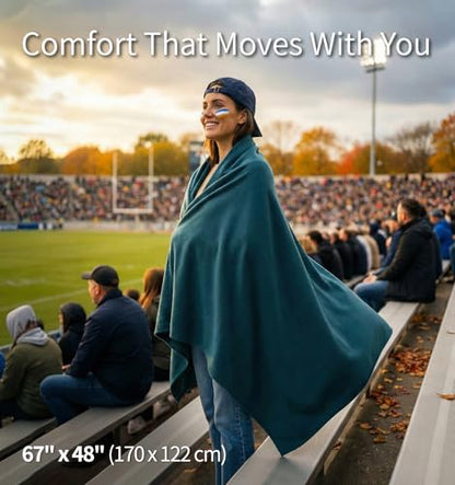 Litume Travel Camping Blanket Lightweight and Breathable, 67 x 48 in Soft Airplane Flight Blanket for Travelers, Foldable Sheet with Stuff Sack for Train, Camp, backapcking, Office, Home - color: Teal