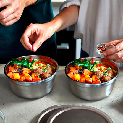 BLACK + BLUM Lunch Bowl - Reusable Meal Prep Containers for Picnic & Camping - Microwavable Stainless Steel Lunch & Dinner Food Storage Box with Leak Proof Lid - Dishwasher & Oven Safe - Medium 32oz - size: Large Bowl (950ml)
