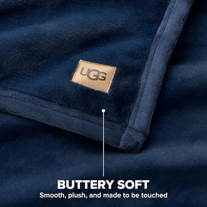 UGG Coco Throw Blanket – Soft & Cozy Luxury Blanket for Couch, Warm Graduation Gifts or Teacher Birthday Gifts for Men Dad Him, 50" x 70", Dark Blue - color: Dark Blue