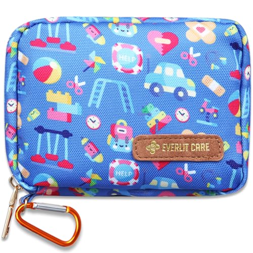 EVERLIT Mini Rescue Pack | 105 Medical Essentials Organized in Portable Storage Bag | Pocket Size Kids First Aid Kit with D Ring | Small Family-Friendly Travel Medical Kit (Playground) - color: Playground