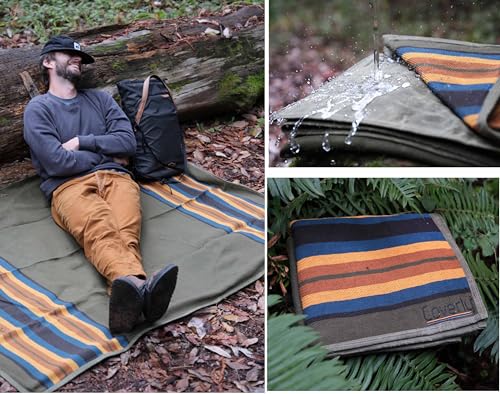 WP West Path Waxed Canvas Camping Blanket & Bedroll – Waterproof Canvas Blanket, Oilskin Outdoor Blanket, Camp Blanket, Bushcraft Ground Cloth (Olive, Regular) - color: Olive, size: Regular