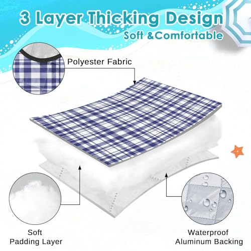 Waterproof Picnic Outdoor Blanket, 79" x 59" Sandproof Foldable Large Picnic Blanket for Beach, Camping, Park, Travel, Concert, Great Gift for Families and Couples (Blue Checkered) - color: Blue and White Checkered