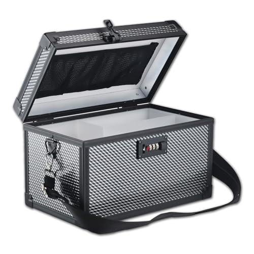 Combination Lock Box with Handle, Portable Multipurpose Locking Storage Case, Home Outdoor Security Lockbox, Organizer for Accessories Medicine Cosmetics Toys Tools (Diamond Black, Medium) - color: Diamond Black, size: Medium