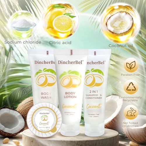 Hotel Amenities 200-Piece Travel Kit: Soap, Shampoo & Conditioner 2 in 1, Body Wash and Body Lotion Bulk Mini Kits for Toiletry Bags - Trial Size Bars & Sets