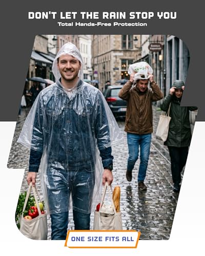 Hagon PRO Disposable Rain Ponchos for Adults (5 Pack) - color: Clear (5 Pack)