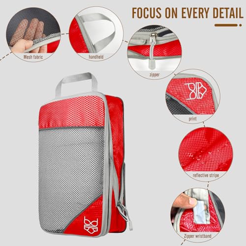 8 Set Compression Packing Cubes for Travel, Expandable Luggage Organizer with Shoe Bag & Laundry Bag - Lightweight Suitcase & Backpack Travel Essentials (Red) - color: Red