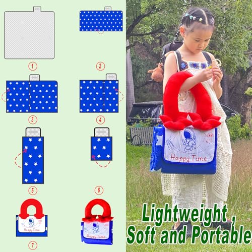 4th of July Foldable Waterproof Picnic Blanket with Soft Handle Pillow – Extra Large (80" x 60"), Machine Washable, Perfect for Outdoor, Beach, Park & Picnics, Gifts for Family & Friends