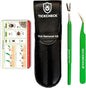 TickCheck Premium Tick Remover Kit - Stainless Steel Tick Remover + Tweezers, Leather Case, and Free Pocket Tick Identification Card (1 Set)