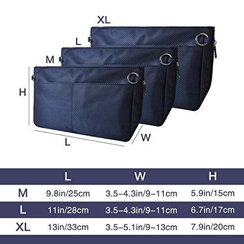 Vercord Expandable Nylon Handbag Purse Organizer Insert Liner Shaper Bag in Bag Navy XLarge - color: Navy, size: X-Large