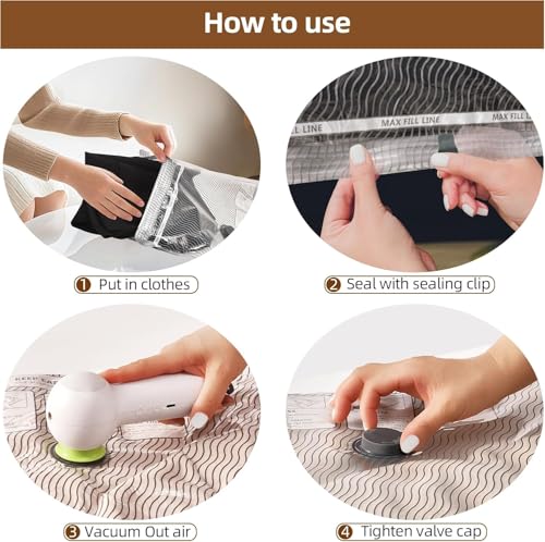 12 Pack Vacuum Bags for Travel with Rechargeable Air Pump & LED Light,Vacuum Travel Bags,Vacuum Storage Bags(4L+4M+4S),80% Space Saver Vacuum Seal Bags for Blankets,Comforters,Luggage - style: 12 Vacuum Bags + Wirelwss Charging Pump