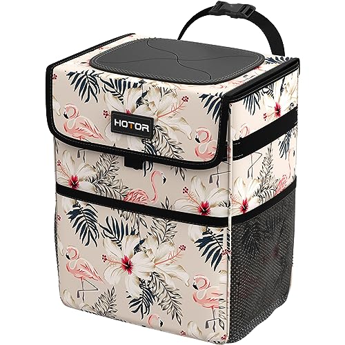 HOTOR Car Trash Can - Leak-Proof Car Organizer and Storage Bag for The Back/Front/Console of Any Cars,Sedans, SUVs & Trucks Easy-to-Install Car Accessory Interior, Flamingo Print - color: Flamingo, size: 2 Gallons