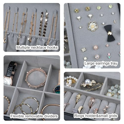 Travel Jewelry Box Jewelry Storage Case Jewelry Suitcase for Women and Men 2 Layer Jewelry Organizer Box with Removable Tray (Black) - color: Black-2