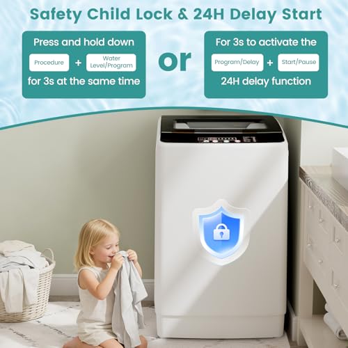 Auertech 35 lbs Washing Machine, Fully Automatic Portable Washer with LED Display, 12 Wash Cycles, 8 Water Levels, Large Capacity Washer and Spin Dryer Combo with Drain Pump for Apartment, Home - size: 35 lbs