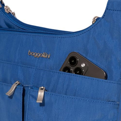 Baggallini Crossbody Travel Bag 11x8.5 Lightweight Water-resistant Nylon Handbag - color: Lapis