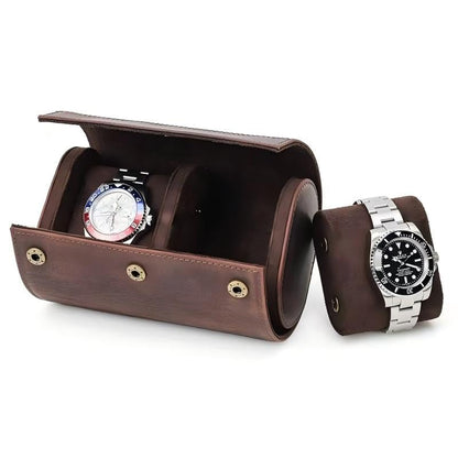 Genuine Leather Watch Roll Travel Case,2 Slots Full Grain Leather Watch Box with Pillow for Men,Watch Storage Organizer for Home Storage&Display, Gifts - size: 2 slots