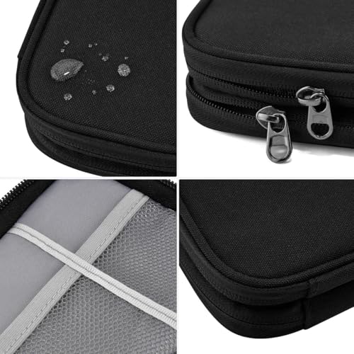 ZINMARK Portable Cable Organizer Case,Travel Pouch with Double-Layer Storage for Cables,Chargers,Earbuds & Phone,Black– Small Size - color: Black