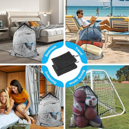 Large Mesh Laundry Bags: 2 Pack 24" x 36" Heavy Duty Soft Breathable Machine Washable for College Dorm Travel Family Use Black - color: Black