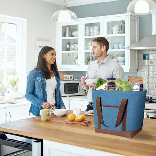 LHZK Jumbo Insulated Cooler Bag with Thermal Foam Insulation, Premium Leakproof Cooler Tote Bag with Zipper, Insulated Hot Cold Bag for Food Transport, Picnic, Travel, Beach (50L, Blue) - color: Blue
