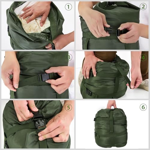 Compression Stuff Sack, 12L/24L/45L Sleeping Bag Cover Sack Sleeping Bags Storage Stuff Sack Organizer - Great Sleeping Bags Clothes Camping Hiking Backpacking - color: Green 45L-1 Pack