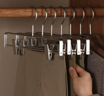 Premium Matte Silvery Aluminum Pants Clip Hanger 10 Pack, 12” Extra Smooth & Durable Metal Shirt Dress Aluminum Alloy Hanger,Clothing Support,Clothing Hang - style: Silver Pants Clip Hanger（10）