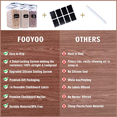 FOOYOO Cereal Containers Storage Set - 3 Piece Airtight Large Dry Cereal Container (135.2oz), BPA Free Dispenser Plastic Cereal Storage Containers with 16 Labels & Pen - color: 3 Piece
