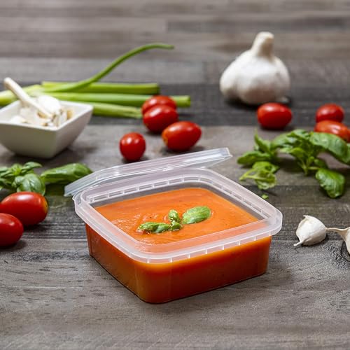NYHI 8 oz 20 Pack Square Clear Deli Containers with Lids Disposable BPA Free Square Plastic Food Storage Containers with Lids Airtight for Meal Prep Take Out Kitchen - size: 8 oz