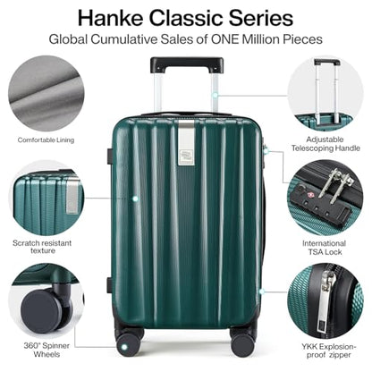 Hanke 24 Inch Luggage Suitcases With Spinner Wheels Lightweight PC Hard Shell Rolling Suitcase With Travel Lock,Checked-Medium 24-Inch(Blackish Green) - color: Blackish Green, size: Checked Medium 24 Inch