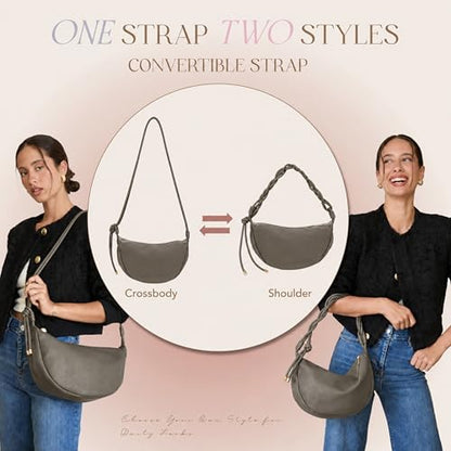 Mali&Lili Hobo Shoulder Bag for Women, Aria Convertible Crossbody Bags for Women, Vegan Leather purses, Shoulder Handbags - color: Olive