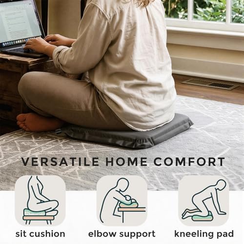 Portable Self-Inflating Stadium Seat Cushion, Memory Foam Sit Pad, Lightweight Travel Seat Pad for Bleachers, Camping, Hiking, Office Chair & Airplane - 16x13 inches Gray