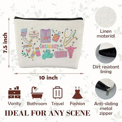 Nurse Makeup Bag for Purse, Nurse Appreciation Gifts Cosmetic Bag Travel Toiletry Bag for Women, Nursing Supplies for Nurses, Medical Nursing Zipper Makeup Pouch - color: Nurse