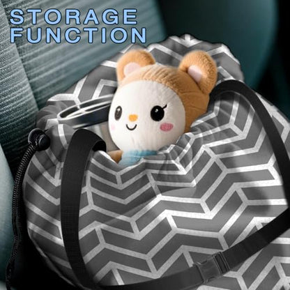 Car Trash Bag Hanging Back of Seat with Adjustable Snap Buckle Strap Cute Printed Drawstring Garbage Bags for Car-Grey White - color: Grey White Car Trash Bag
